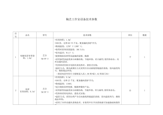陶艺工作室设备技术参数