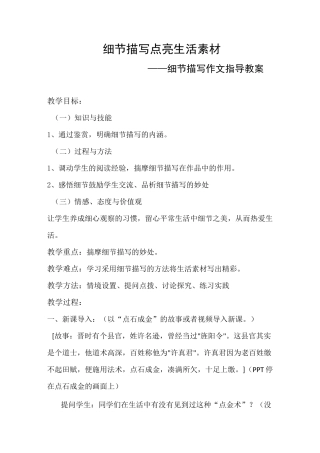 细节描写作文指导教案