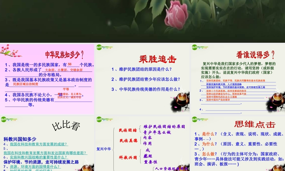 八年级政治下册 (第六单元 复兴中华)课件1 苏教版 课件