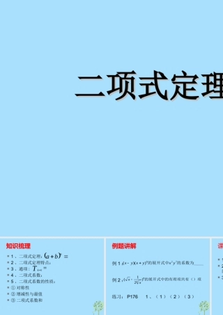 山西省忻州市高考数学 专题 二项式定理复习课件