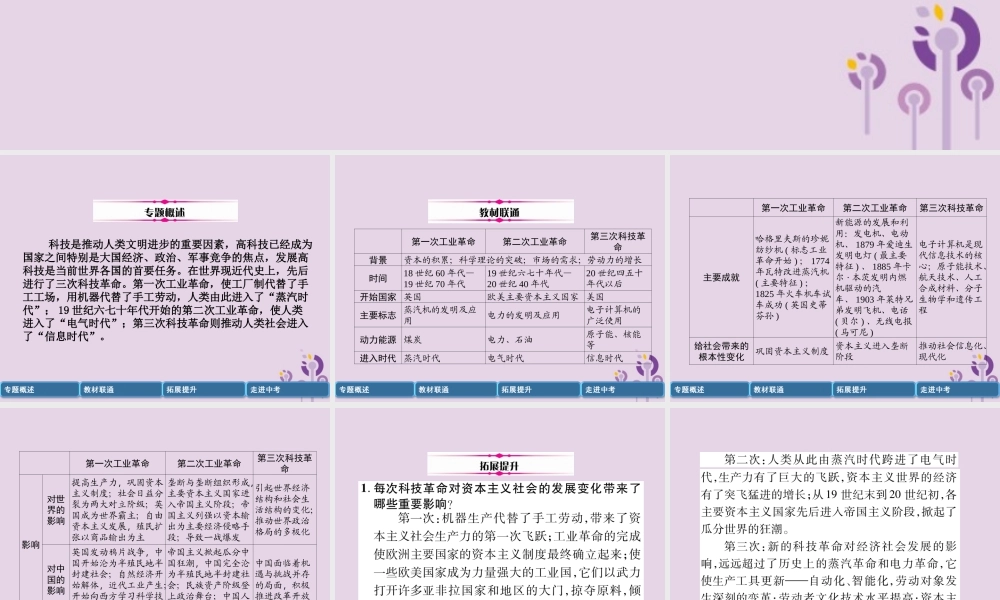 中考历史总复习 第二编 热点专题突破 专题3 三次科技革命课件