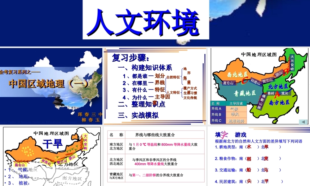 八年级地理下册第五章中国的地理差异(四大地理区域)复习课件