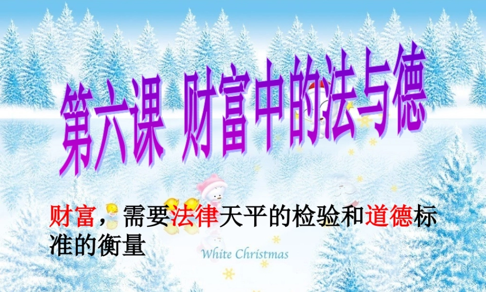 九年级政治 26(财富中的法与德) 课件1 教科版 课件