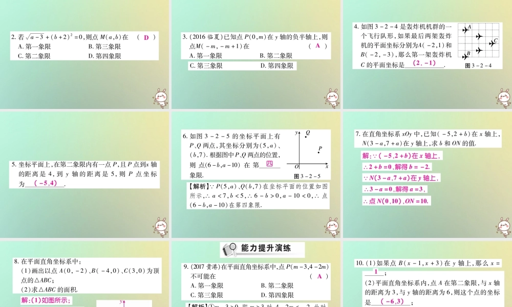 八年级数学上册 第三章 位置与坐标 3.2 平面直角坐标系(第1课时)习题课件 (新版)北师大版 课件