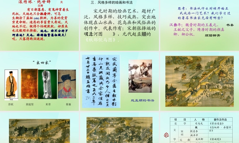 中学七年级历史下册 第14课 灿烂的宋元文化课件 新人教版 课件