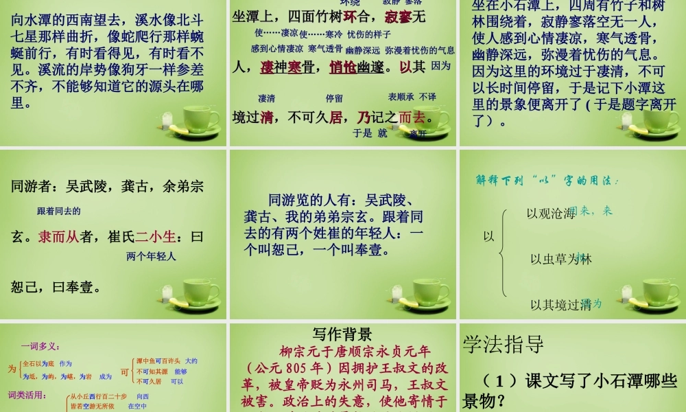 八年级语文下册 第26课(小石潭记)课件 (新版)新人教版 课件