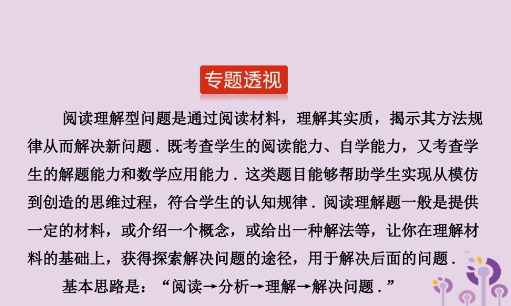 中考数学二轮复习 专题3 阅读理解问题课件