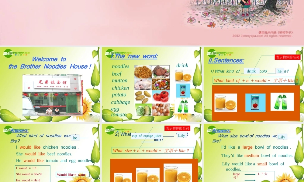 七年级英语I'd like some noodles课件人教版 课件