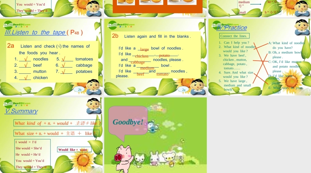 七年级英语I'd like some noodles课件人教版 课件