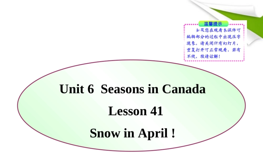 七年级英语下册 Lesson 41(Snow ! It s Winter !)同步授课课件 冀教版 课件