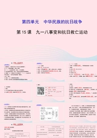 八年级历史上册 第4单元 中华民族的抗日战争 第15课九一八事变和抗日救亡运动课件 岳麓版 课件