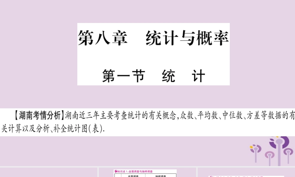 中考数学复习 第一轮 考点系统复习 第8章 统计与概率 第1节 统计导学课件