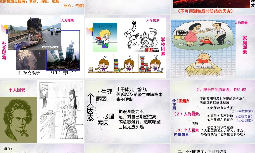 中学七年级政治下册 第五课 第1框 人生难免有挫折课件 新人教版 课件