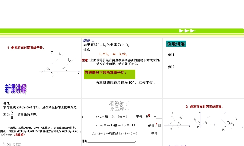 数学人教版必修2A 两条直线平行与垂直的判定ppt 课件