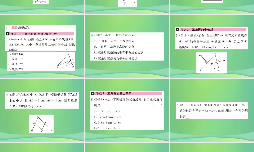 中考数学复习 第四单元 图形的初步认识与三角形 第14讲 三角形的基础知识课件