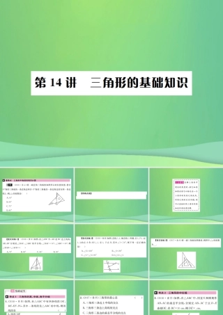 中考数学复习 第四单元 图形的初步认识与三角形 第14讲 三角形的基础知识课件