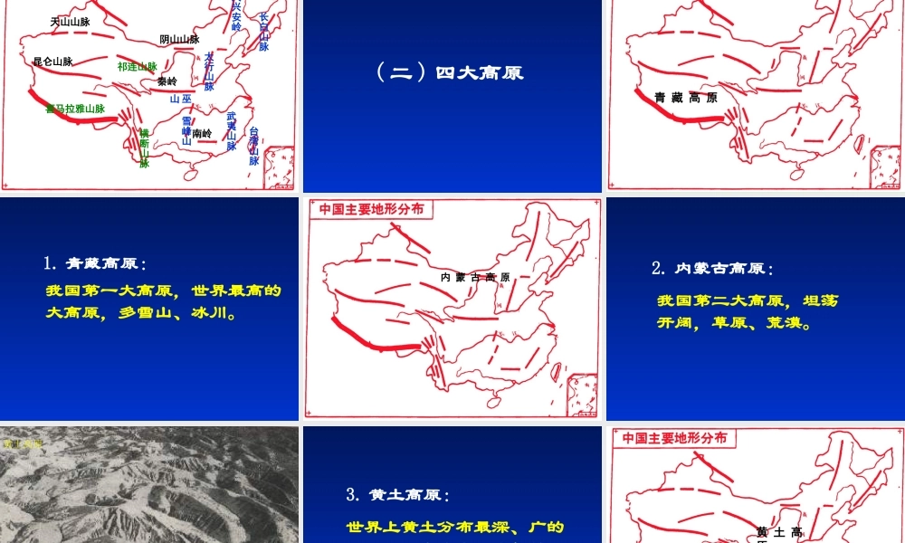 初中中国地理部分 地形分布 课件