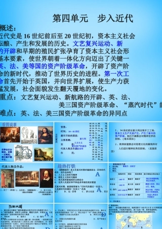 中考历史第一轮考点冲刺复习 九上 第四单元 步入近代课件 新人教版 课件