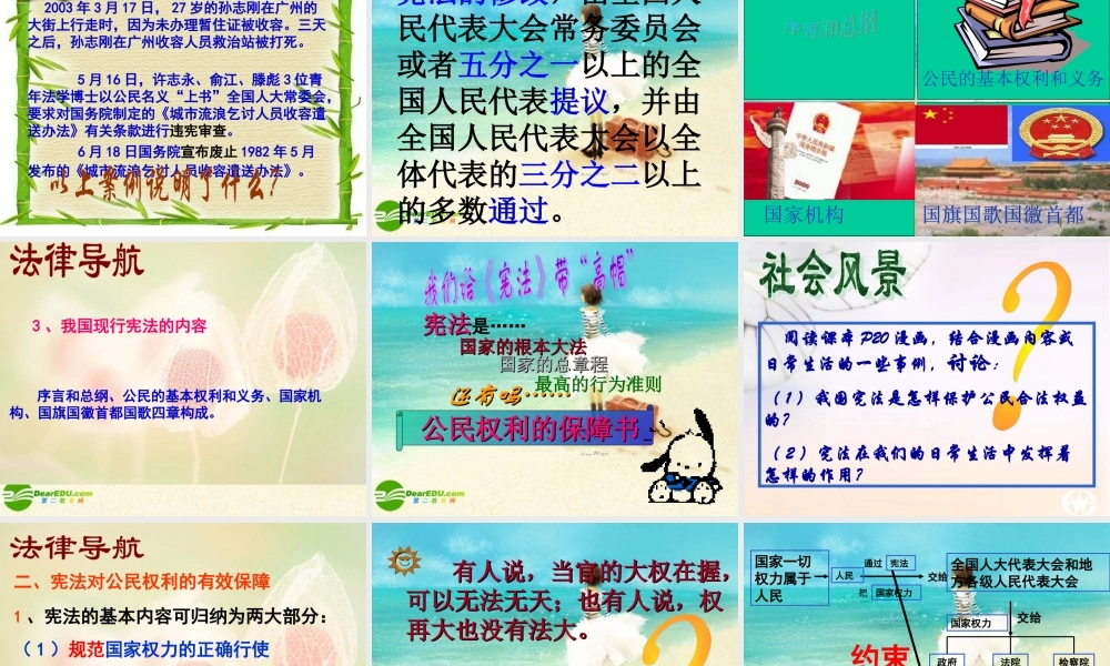 八年级政治下册 宪法保护公民权利课件 粤教版 课件