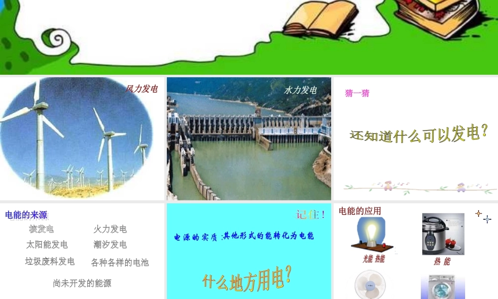 八年级物理下册第八章第一节电能课件人教版 课件