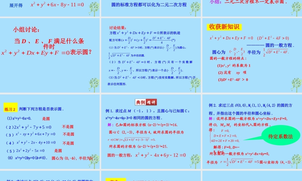 山西省忻州市高考数学 专题 圆的方程复习课件