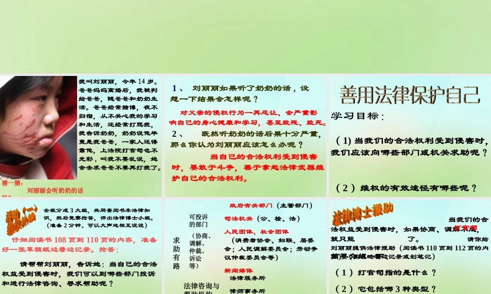 中学七年级政治下册 8.2 善用法律保护自己课件1 新人教版 课件