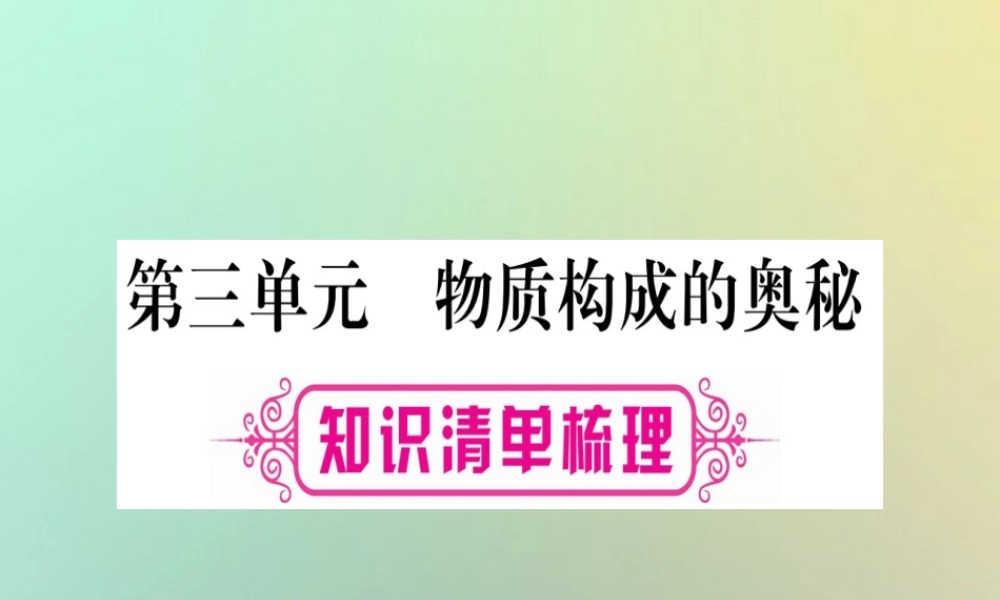 中考化学准点备考复习 第一部分 教材系统复习 第3讲 物质构成的奥秘课件 新人教版 课件