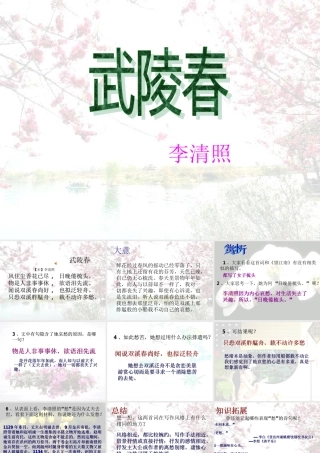 八年级语文下册(武陵春)课件2 鲁教版 课件