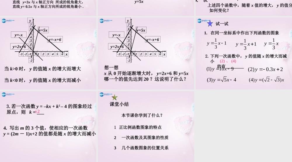 中学七年级数学上册 6.3 一次函数的图象课件 (新版)鲁教版五四制 课件