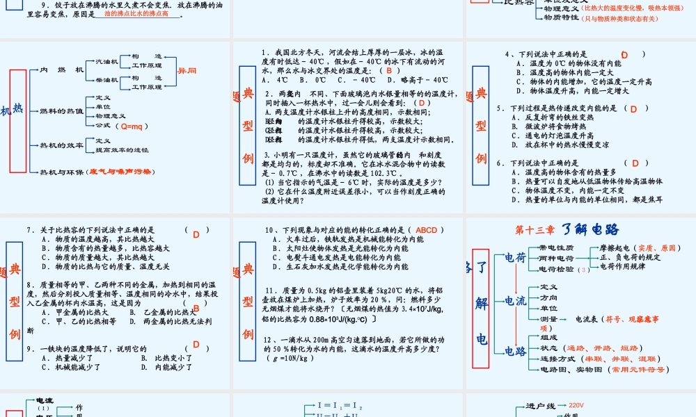 九年级物理电学复习课件课件新人教版 课件