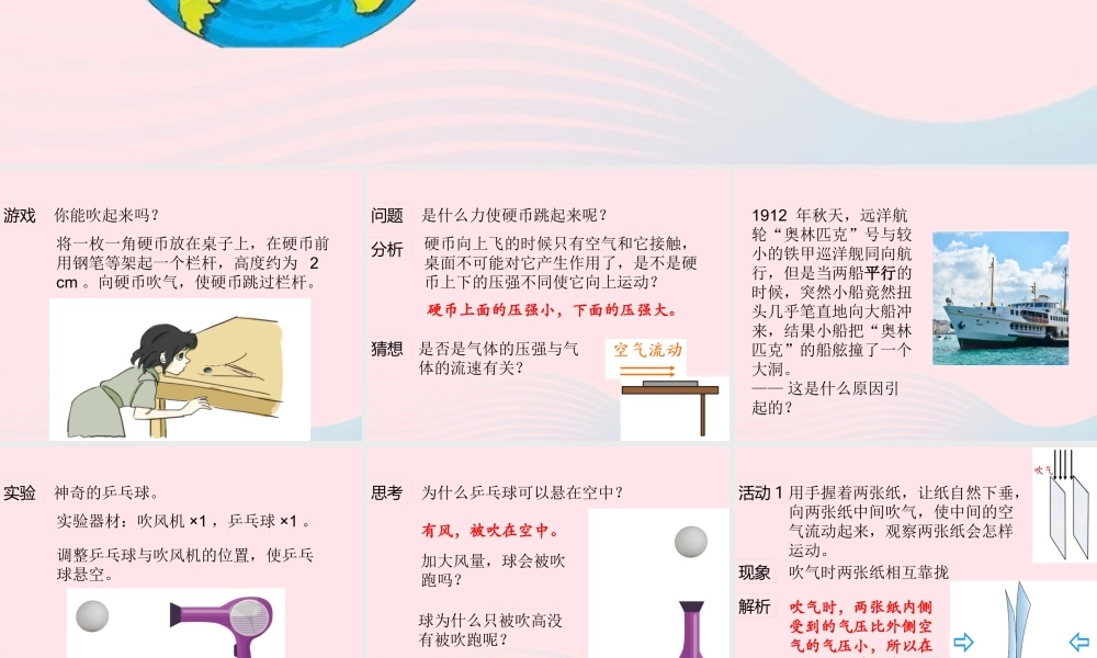 八年级物理下册 9.4流体压强与流速的关系课件 (新版)新人教版 课件