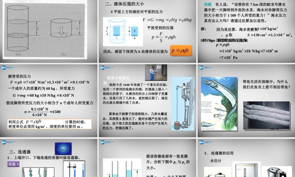 八年级物理下册 9.2 液体的压强课件2 (新版)新人教版 课件