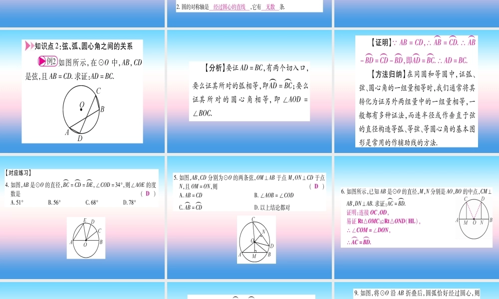 九年级数学下册 第3章 圆 32(圆的对称性)课堂导练课件(含中考真题)(新版)北师大版 课件