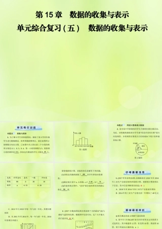 八年级数学上册 第15章 数据的收集与表示 单元综合复习(五)数据的收集与表示习题课件 (新版)华东师大版 课件