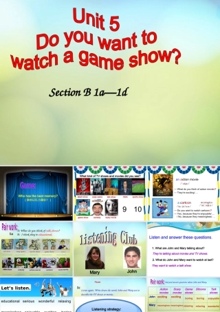八年级英语上册(Unit 5 Do you want to watch a game show Section B(1a 1d))课件 (新版)人教新目标版 课件