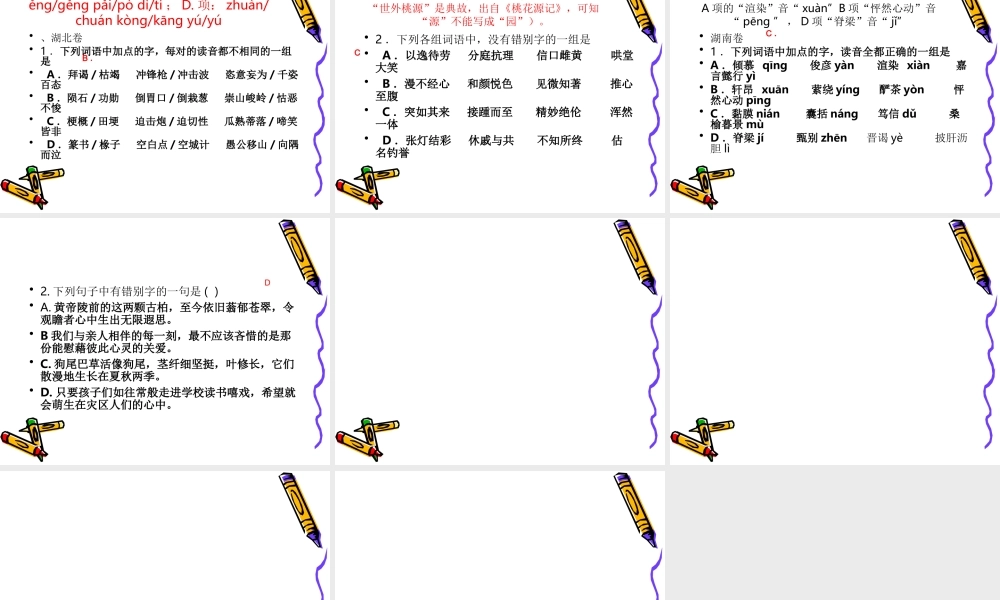 全国各地高考语文试卷语音字形汇编ppt课件
