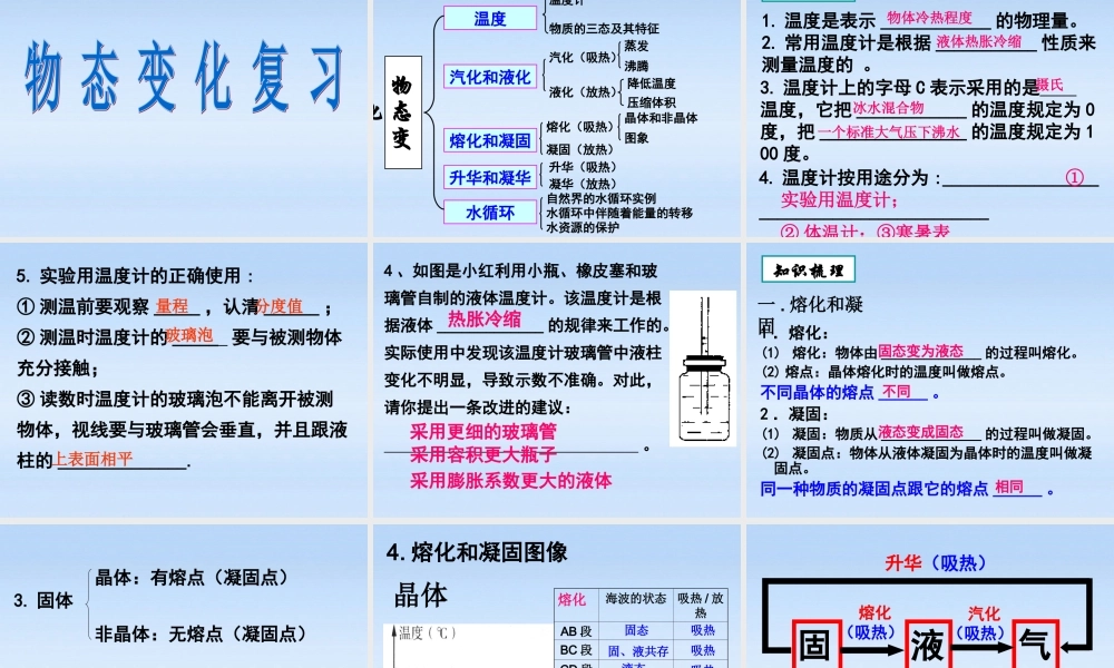 八年级物理上学期期末综合复习课件 苏科版 课件
