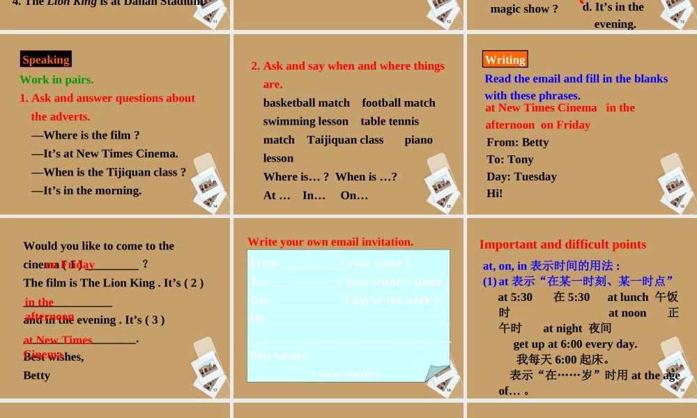 中学七年级英语 Module6 unit2Let's go to the cinema on Friday课件 人教新课标版 课件