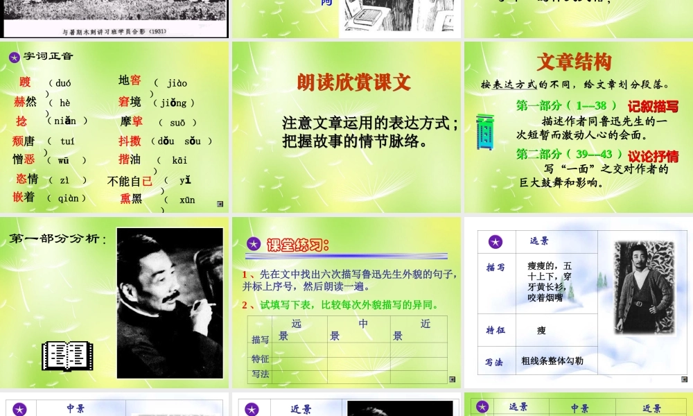 中学七年级语文下册 2 一面课件 (新版)苏教版 课件