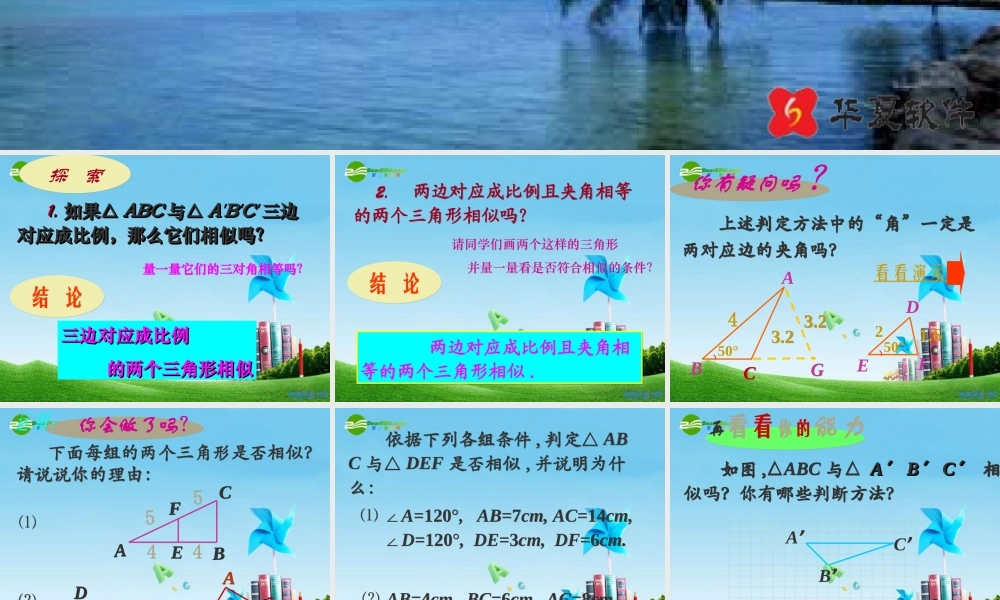 八年级数学下册 4.6探索三角形相似的条件(2)课件 北师大版 课件