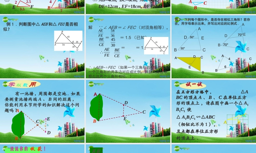 八年级数学下册 4.6探索三角形相似的条件(2)课件 北师大版 课件