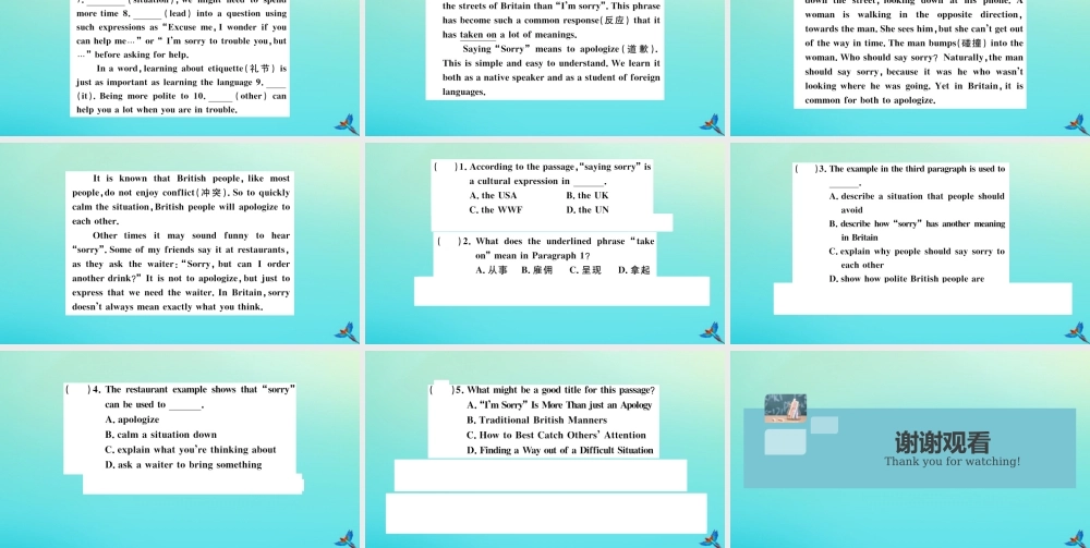 九年级英语全册 Unit 3 Could you please tell me where the restrooms are(第4课时)习题课件 (新版)人教新目标版 课件