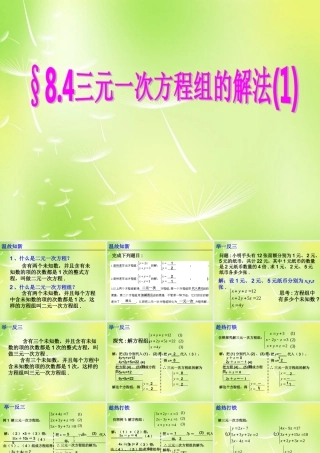 七年级数学下册 8.4 三元一次方程组的解法课件 (新版)新人教版