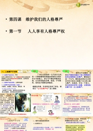 八年级政治下册 第四课第一框人人享有人格尊严权课件 新人教版 课件