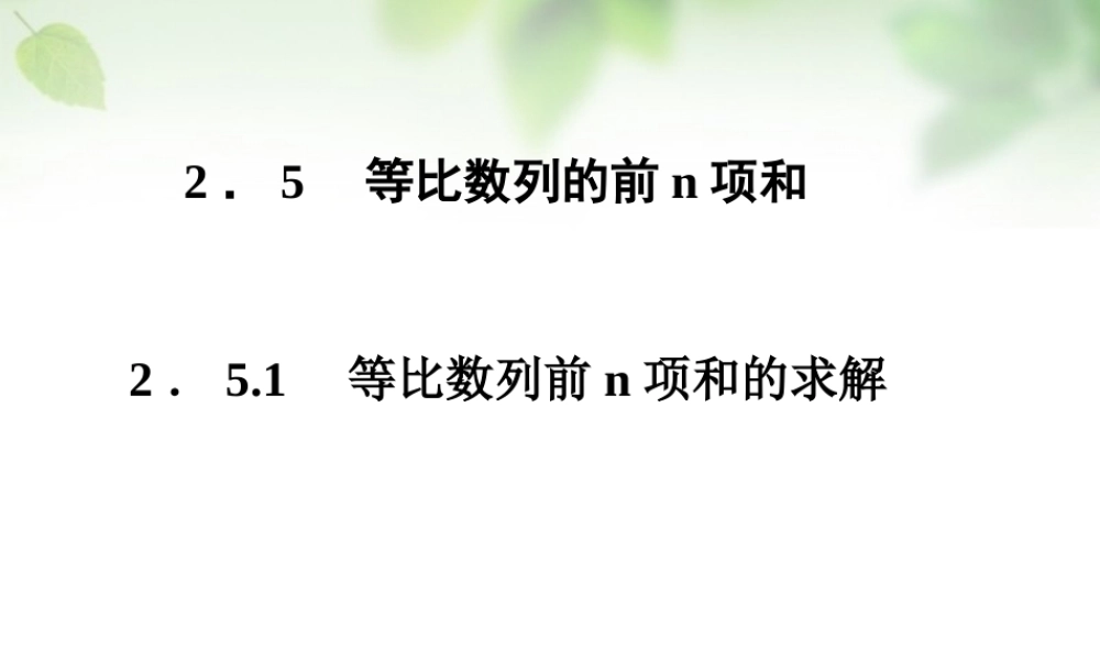 数学 2.5.1等比数列前n项和的求解课件 新人教A版必修5 课件