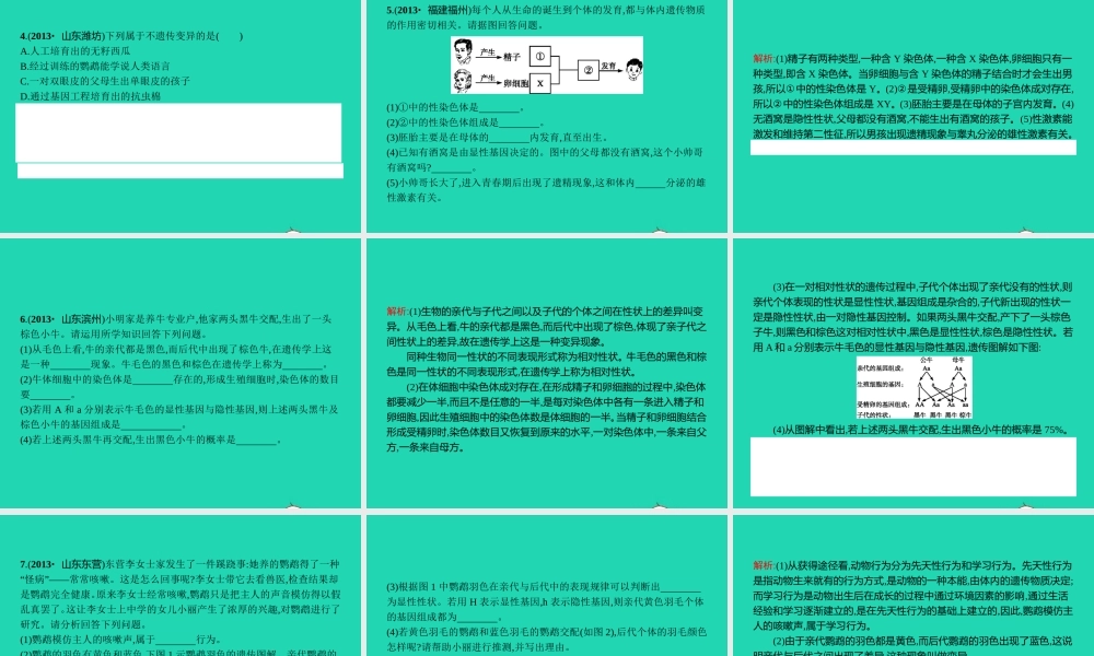 八年级生物下册 第六单元 第二章 生物的遗传和变异整合课件 (新版)冀教版 课件