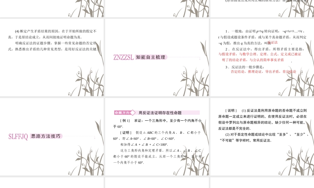 数学 2、2-2-2反证法课件 新人教B版选修1-2 课件