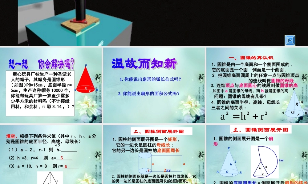 九年级数学下册(2832 圆锥的侧面积和全面积)课件2 华东师大版 课件