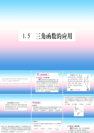 九年级数学下册 第1章 直角三角形的边角关系 15(三角函数的应用)课堂导练课件(含中考真题)(新版)北师大版 课件