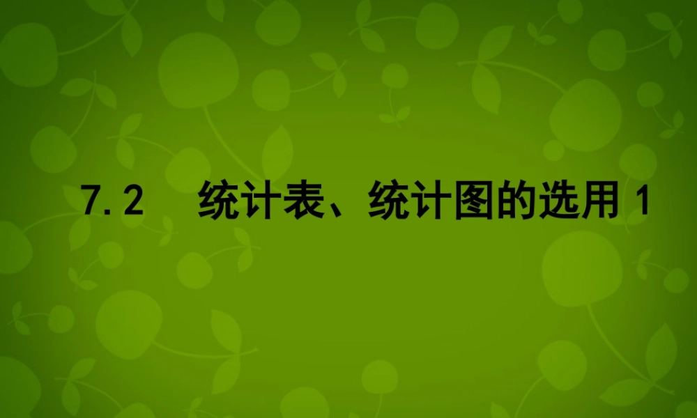 八年级数学下册 7.2 统计表、统计图的选用课件1 (新版)苏科版 课件